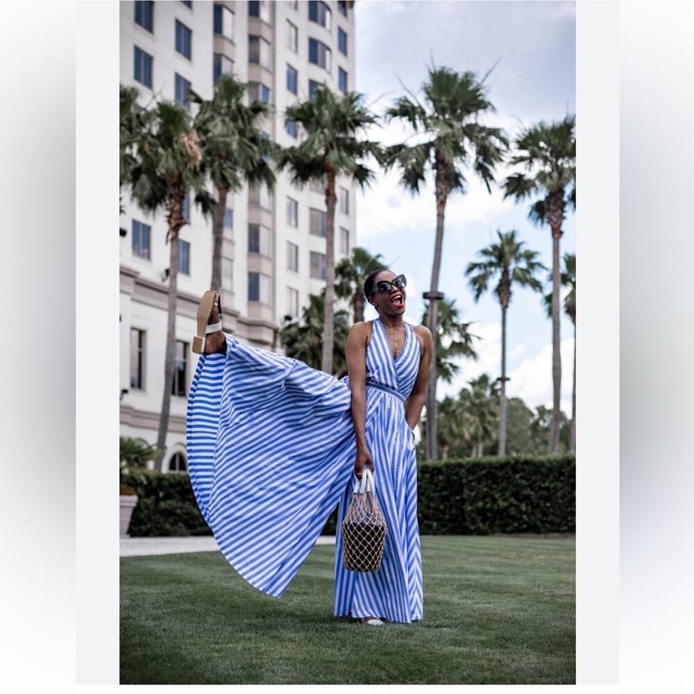 J.Crew Widest Wide Leg Halter Striped Jumpsuit L6401